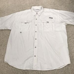 Columbia PFG Shirt Mens XXL 2XL White Bahama II Short Sleeve Fishing FM7047